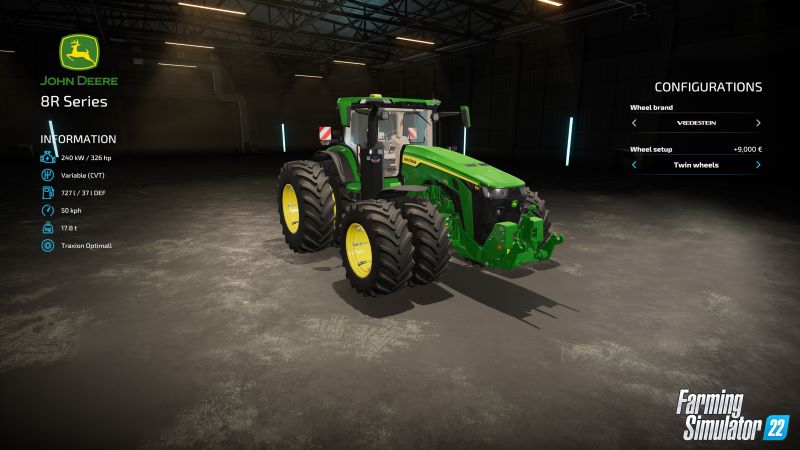 Videojuego Farming Simulator 22 con neumáticos Vredestein